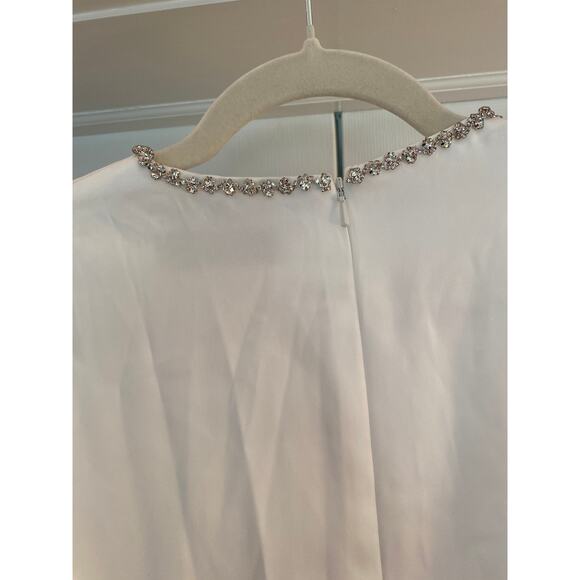 NWT Mac Duggal 55698 White Satin Rhinestone Neckline Dress, 12, 348$ - Picture 6 of 6